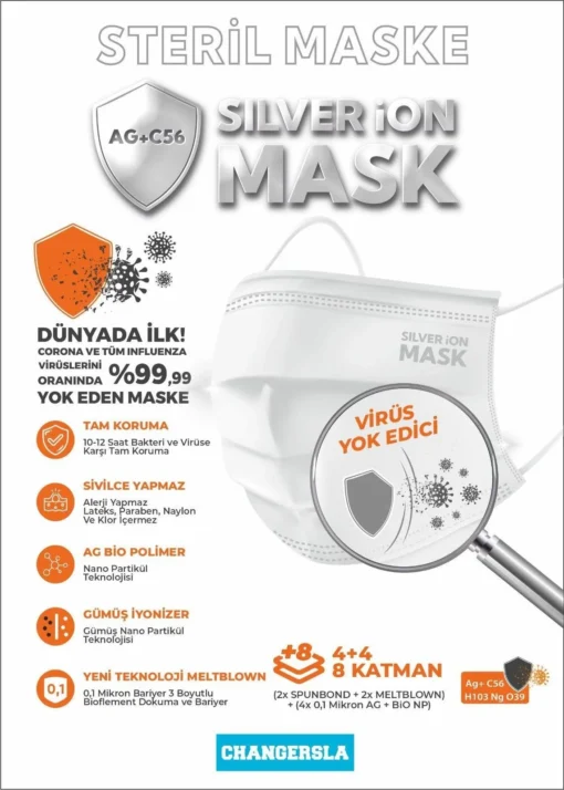 Doctor Silver Ion Hipokrat Mask 10 Adet Yetişkin Maske - Görsel 2